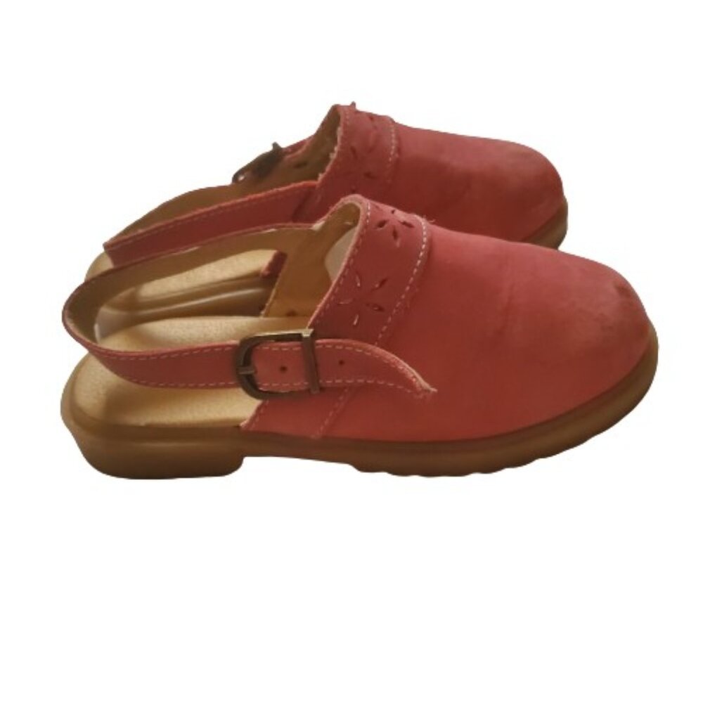MY TWINN Collections Kids Girls Pink Nubuck Leather Slip-On Flat Clogs Size‎ 1 - Picture 5 of 12
